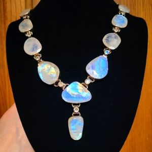 NEW 925 silver rainbow moonstone necklace